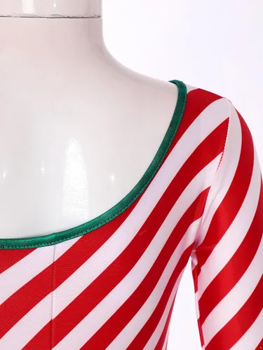Miniatura 3 de Enterizo de una pieza con bastón de caramelo de Navidad para niños y niñas, un hombro completo, para bailar