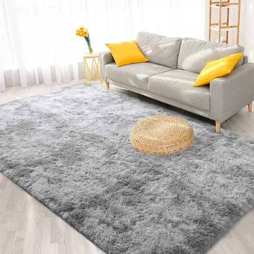 Miniatura 99 de FlyDOIT Alfombras Grandes para Sala de Estar, 5x8 Pies Alfombra Shaggy Teñida con Tie-Dye Gris Oscuro, Alfombras Mullidas Tipo Manta, Alfombras