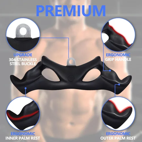 Miniatura 3 de HXD-ERGO LAT - Barra desplegable con agarres ergonómicos, barra de tríceps para bíceps, accesorio de cable para gimnasio, ejercicio muscular