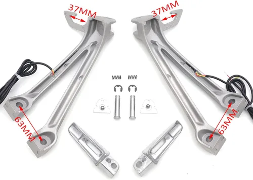 Miniatura 2 de HongK - Soporte de clavijas de pie de pasajero trasero plateado con luz de señal LED compatible con Suzuki Gsxr600 Gsxr750 2006 2007