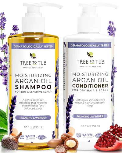 Tree To Tub Champú y acondicionador de lavanda para cabello seco, cuero cabelludo seco, encrespamiento, champú y acondicionador hidratante de aceite