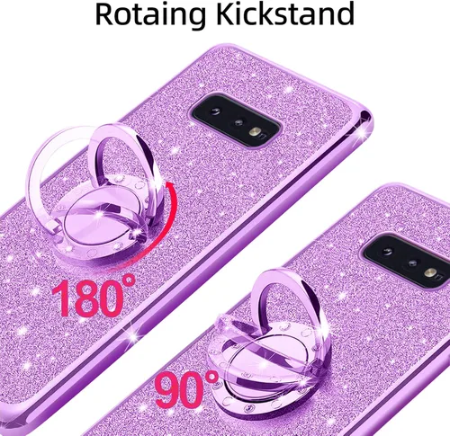 Miniatura 3 de Funda para Samsung Galaxy S10e, Galaxy S10e para mujer, con purpurina, cristal suave, transparente, TPU de lujo, bonita funda protectora con correa