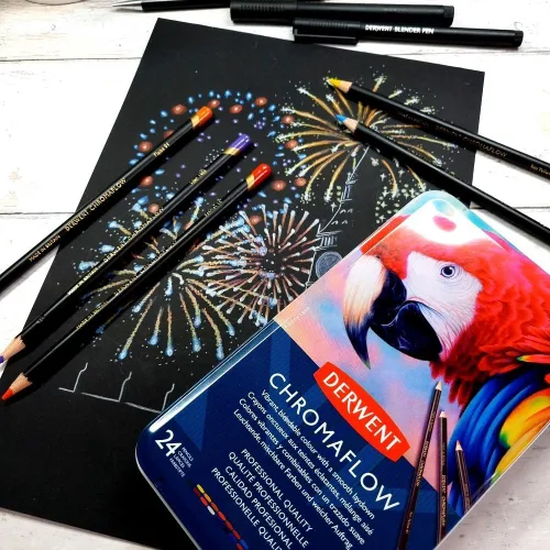 Miniatura 5 de Derwent Chromaflow 2305857 - Lápices de colores, juego de 24 unidades, ideales para regalos de vacaciones, núcleo de 0.157 in de ancho, multicolor