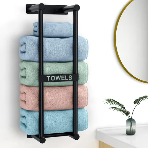 STWWO Toallero para Baño Montado en Pared, Toallero de Pared de 22 Pulgadas para Toallas Enrolladas, Almacenamiento de Toallas para Baño Pequeño,