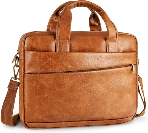Miniatura 12 de Bolso de Mensajero de Cuero Sintético para Hombre Bolsa de Laptop de 17-17.3 Pulgadas para Hombre Bolsa de Cuero de Oficina Convertible Mochila 3