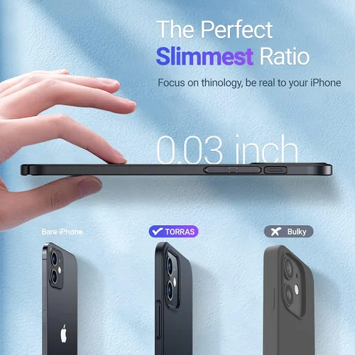Miniatura 2 de TORRAS Slim Fit diseñado para iPhone 12 Mini Case 5.4 pulgadas [2ª generación] Ultra Delgado Plástico Duro Suave Suave Touch Funda protectora