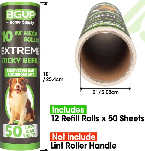 Miniatura 2 de Recambios de rodillo de pelusa de 10 pulgadas, 12 rollos de 600 hojas de rodillos grandes para pelusas para pelo de mascotas, extrapegajosos, quitar
