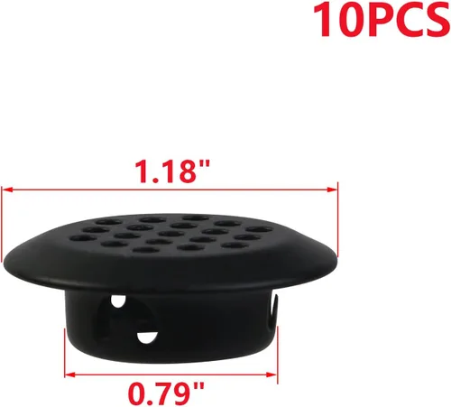 Miniatura 2 de MY MIRONEY 10 rejillas de ventilación circulares negras de 0.8 pulgadas de acero inoxidable con agujero de malla redonda para gabinetes, armarios