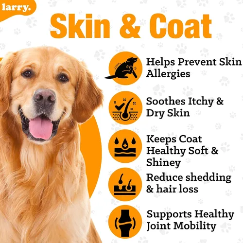 Miniatura 3 de Larry - Aceite de salmón para piel y pelaje de perros, suplementos para perros para picazón en la piel y alivio de alergias, Omega 3, 4, DHA y EPA