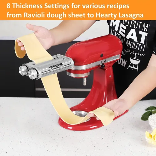 Miniatura 9 de FavorKit Accesorio para hacer pasta para batidoras de pie KitchenAid, juego resistente 3 en 1 incluido rodillo de hojas de pasta, accesorios