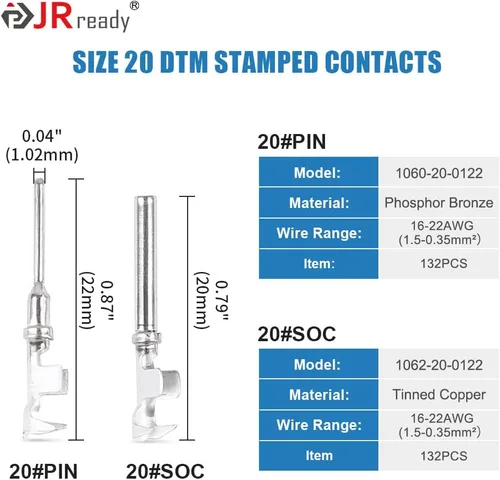 Miniatura 3 de JRready Kit de conectores Deutsch Serie DTM, 2 3 4 6 8 12 pines conectores DTM impermeables grises, herramienta de crimpado Deutsch ACT-LY-20DTM