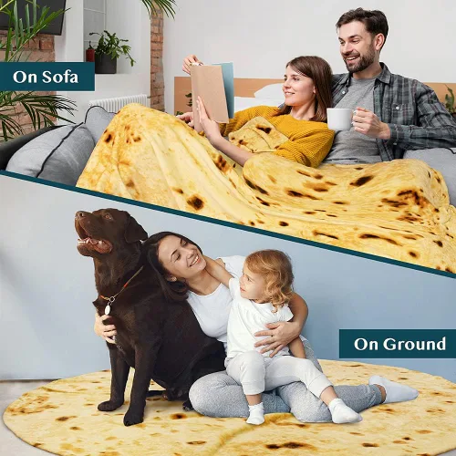 Miniatura 8 de PAVILIA Burritos - Cobija de tortilla de harina gigante para regalo, manta redonda de burrito de doble cara, divertidos regalos de broma