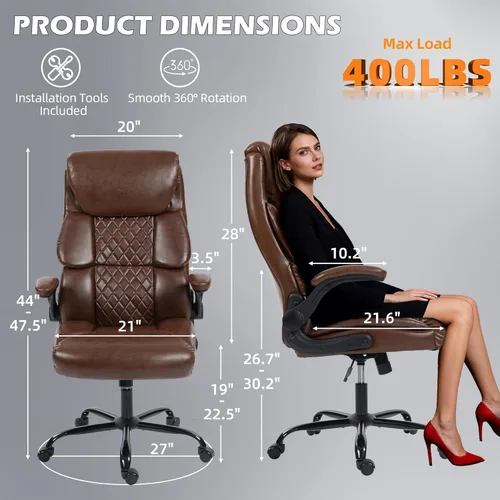 Miniatura 2 de Silla de oficina – Silla ergonómica de escritorio para computadora con respaldo alto con función mecedora y soporte lumbar, silla ejecutiva cómoda