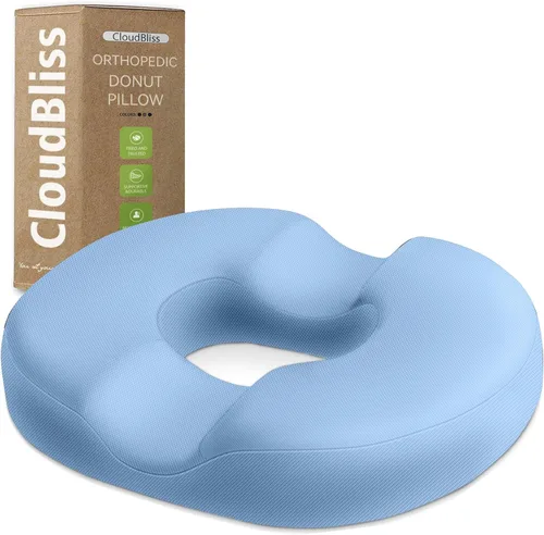 Miniatura 23 de Cojín de asiento en forma de dona CloudBliss para alivio del dolor de coxis y hemorroides, cojín de silla de espuma viscoelástica para después