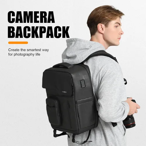 Miniatura 8 de Cwatcun Mochila para Cámara Impermeable Bolsa para Cámara, Bolsa Multifuncional de Fotografía de Viaje Estuche para Cámara con Compartimento
