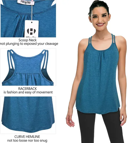 Miniatura 3 de Hibelle - Camiseta de tirantes para mujer con cuello redondo y espalda cruzada