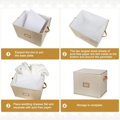 Miniatura 6 de Lukeline Caja de almacenamiento para vestidos de novia, caja de preservación de vestidos de novia con tapa, organizador plegable sin ácidos con 1