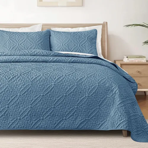 Miniatura 14 de Exclusivo Mezcla Juego de Edredón Individual, Cubrecamas Ligeras y Suaves con 1 Funda de Almohada, Edredones Modernos de Color Azul Aguamarina