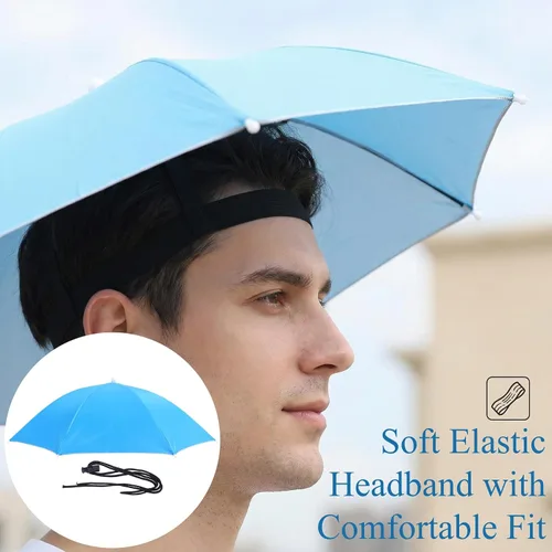Miniatura 3 de Zerodis Paraguas, sombrero de paraguas para adultos, sombrero plegable para el sol, diadema para día lluvioso y soleado, para pesca al aire libre