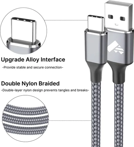Miniatura 3 de Aioneus Cable USB C 3A de carga rápida [2 unidades, 6 pies] USB A a tipo C cable de carga para Samsung Galaxy S22 S21 A01 A02s A03s A11 A12 A13 A14
