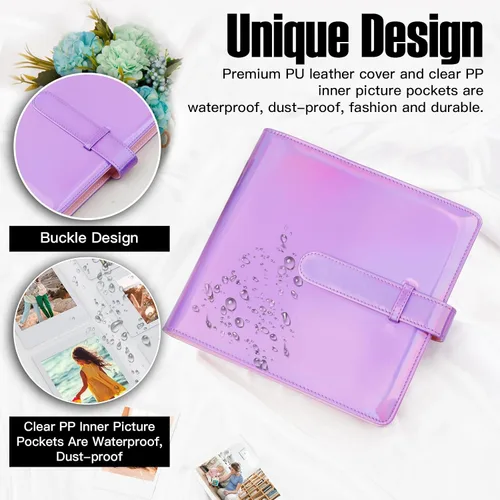 Miniatura 3 de Veicevol Álbum de fotos de 360 bolsillos para cámara Fujifilm Instax Mini, álbum para fotos Polaroid, cubierta de cuero, álbum de fotos para cámara