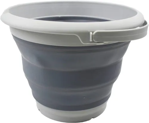 Miniatura 2 de SAMMART Cubo de plástico plegable de 8,5 L (2,2 galones) - Tina redonda plegable - Cubo de agua portátil para pesca - Maceta al aire libre que Gris