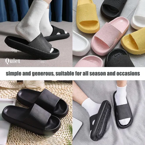 Miniatura 7 de IGIGRING Sandalias de nube para mujeres y hombres, pantuflas de almohada antideslizantes súper suaves con suela gruesa, pantuflas de ducha