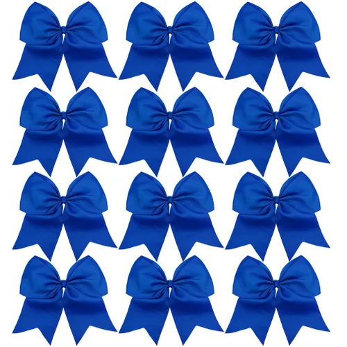 Miniatura 10 de DEEKA 12 lazos grandes de 8 pulgadas, dos tonos, para cola de caballo, hecho a mano para adolescentes y niñas, animadoras de sóftbol, deportes