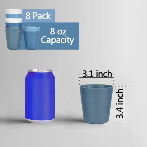 Miniatura 3 de Homestockplus Tazas de 8 onzas, vasos pequeños irrompibles aptos para microondas y lavaplatos, tazas pequeñas reutilizables sin BPA para agua