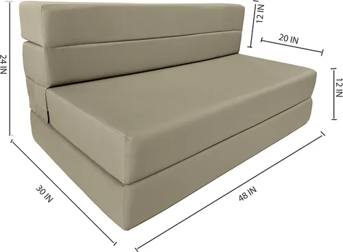 Miniatura 2 de D&D Futon Furniture Colchón plegable portátil, camas de invitados de estudio, colchones de caravana, espuma de alta densidad (bronceado, 6 x 48 x 80)