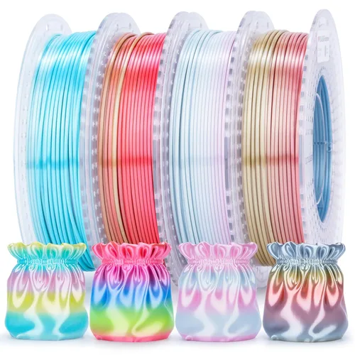 Miniatura 27 de AMOLEN Paquete de filamento PLA de seda para impresora 3D de 4.4 lbs, paquete de ácido poliláctico de doble color de 0.069 in, filamento PLA