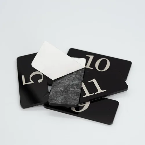Miniatura 6 de Número de tabla de número de habitación con adhesivo numerado para casillero rectangular de plástico (1-10, negro)