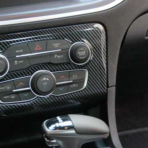 Miniatura 4 de Crosselec - Cubierta de panel de control central de fibra de carbono para aire acondicionado A/C para Dodge Charger 2015+ (Negro)