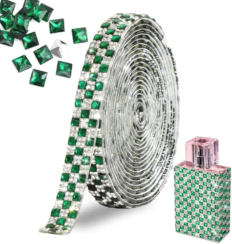 Miniatura 13 de FULZTEY Rollo de cinta de diamantes de imitación de 3 yardas, tira de diamantes de imitación de vidrio blanco para manualidades, cinta de cristal