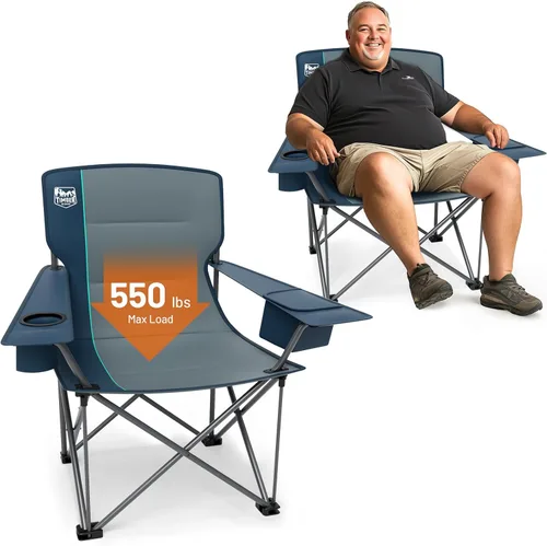 Miniatura 9 de TIMBER RIDGE Silla de Campamento Acolchada para 3 Personas con Portavasos y Bolsillos, Sillas de Campamento Plegables Loveseat para Exteriores