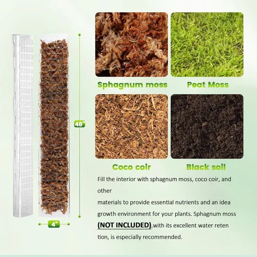 Miniatura 2 de EOX 2 Piezas Postes de Musgo de Plástico de 48 Pulgadas para Monstera, Postes Grandes en Forma de D para Plantas Trepadoras que Funcionan con Musgo