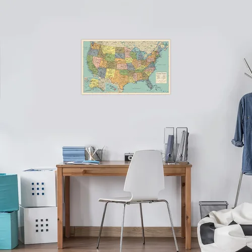 Miniatura 25 de Póster en blanco con diseño de mapa de Estados Unidos laminado, 18 x 29 pulgadas (solo para uso con marcadores de borrado húmedo)