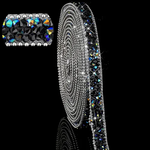 Miniatura 23 de Hicarer 3 yardas de cintas de diamantes de imitación de resina para boda, cinta autoadhesiva de diamantes de cristal, rollo de cinta de resina
