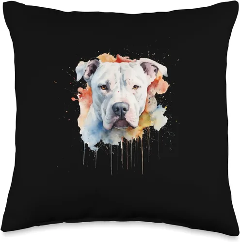 Córdoba dog watercolor gift for dog women Colorful Dogo Argentino - Almohada de acuarela, 16 x 16, multicolor