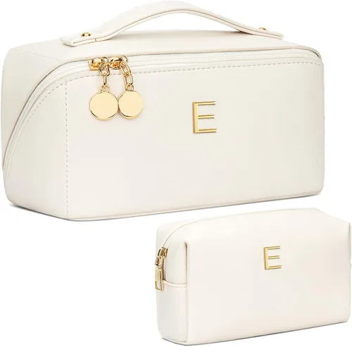 Miniatura 33 de Regalos de cumpleaños para mujeres y adolescentes, juego de bolsas organizadoras de maquillaje con iniciales personalizadas, bolsa de cosméticos