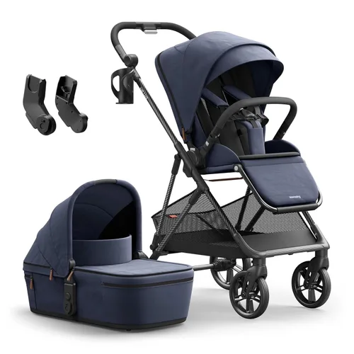 Miniatura 15 de MAMAZING Air Lux - Cochecito de bebé, marco de fibra de carbono de solo 15.8 libras, cochecito plegable compacto para niños pequeños con asiento Gris