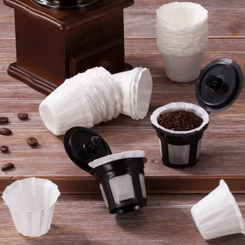 Miniatura 8 de Filtros de café de papel desechables, filtros de papel Keurig K Cup para Keurig individuales tazas reutilizables, cápsulas de café K-Cup, se adaptan
