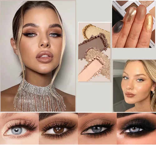 Miniatura 2 de Paleta de Sombras de Ojos Natural Nudes - Marrón Topo Cálido y Marrón Oscuro Mate, Acabado Aterciopelado con Shimmer y Metálico Tamaño Compacto