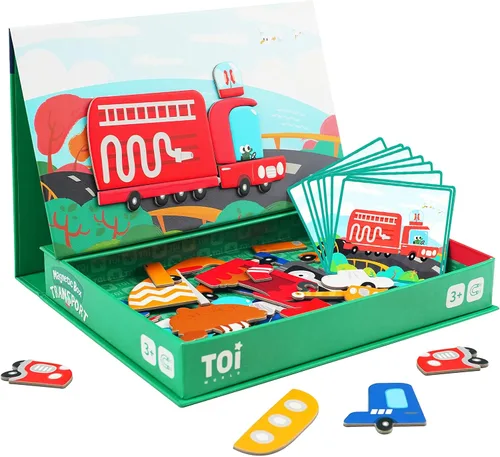 Toi Juguetes magnéticos para niños, cajas de rompecabezas magnéticas con tablero de juego para niños de 3 a 8 años, juego de viaje portátil,