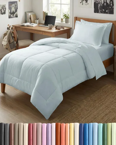 Miniatura 30 de Juego de edredón individual – Juego de ropa de cama en una bolsa de 5 piezas tamaño Queen – Edredón alternativo al plumón, sábana encimera, sábana