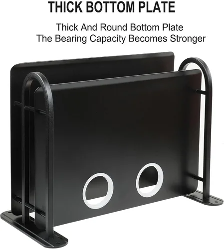 Miniatura 5 de Caja de almacenamiento con router WiFi inalámbrico doble de metal negro, estante para colgar en la pared con organizador de cables, 2 estantes