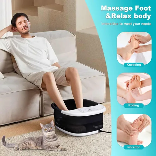 Miniatura 3 de ECARBME - Masajeador de baño de pies con calor, bañera de remojo de pies con 22 rodillos de masaje, control de temperatura, chorros, burbujas, sal