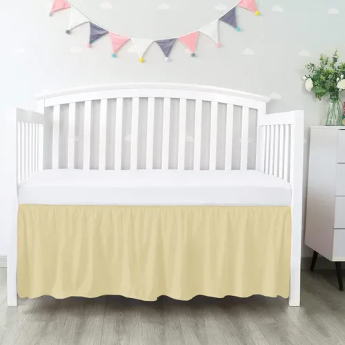 Miniatura 9 de 100% algodón egipcio, cuna de guardería infantil (24 x 38 + 10 pulgadas), falda de cuna de 800 hilos con volantes para polvo, faldas de ropa de cama