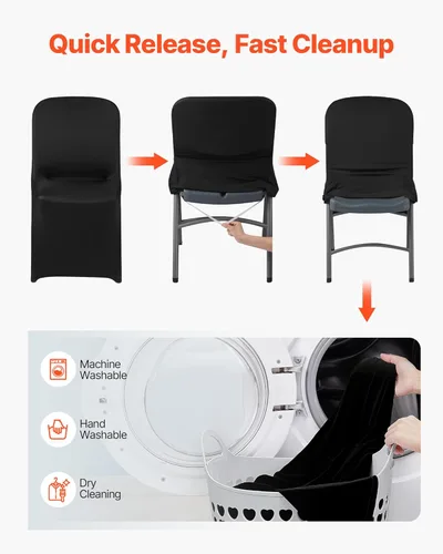 Miniatura 136 de VEVOR 150 fundas blancas para sillas de poliéster y elastano, fundas elásticas para bodas, fiestas, comedor, banquetes, sin pinzas, 150