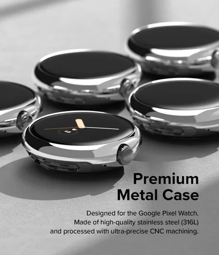 Miniatura 3 de Ringke Bisel Styling Compatible con Google Pixel Watch Case, Marco Adhesivo Anillo Cubierta Anti Rasguños [Acero Inoxidable] Protector Accesorio